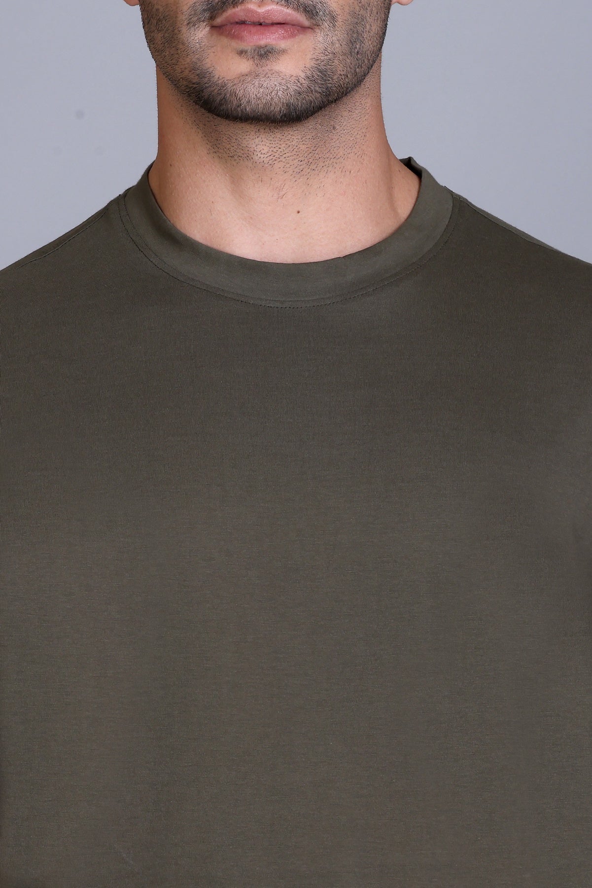 Men's Olive Oversize Round Neck T-Shirt