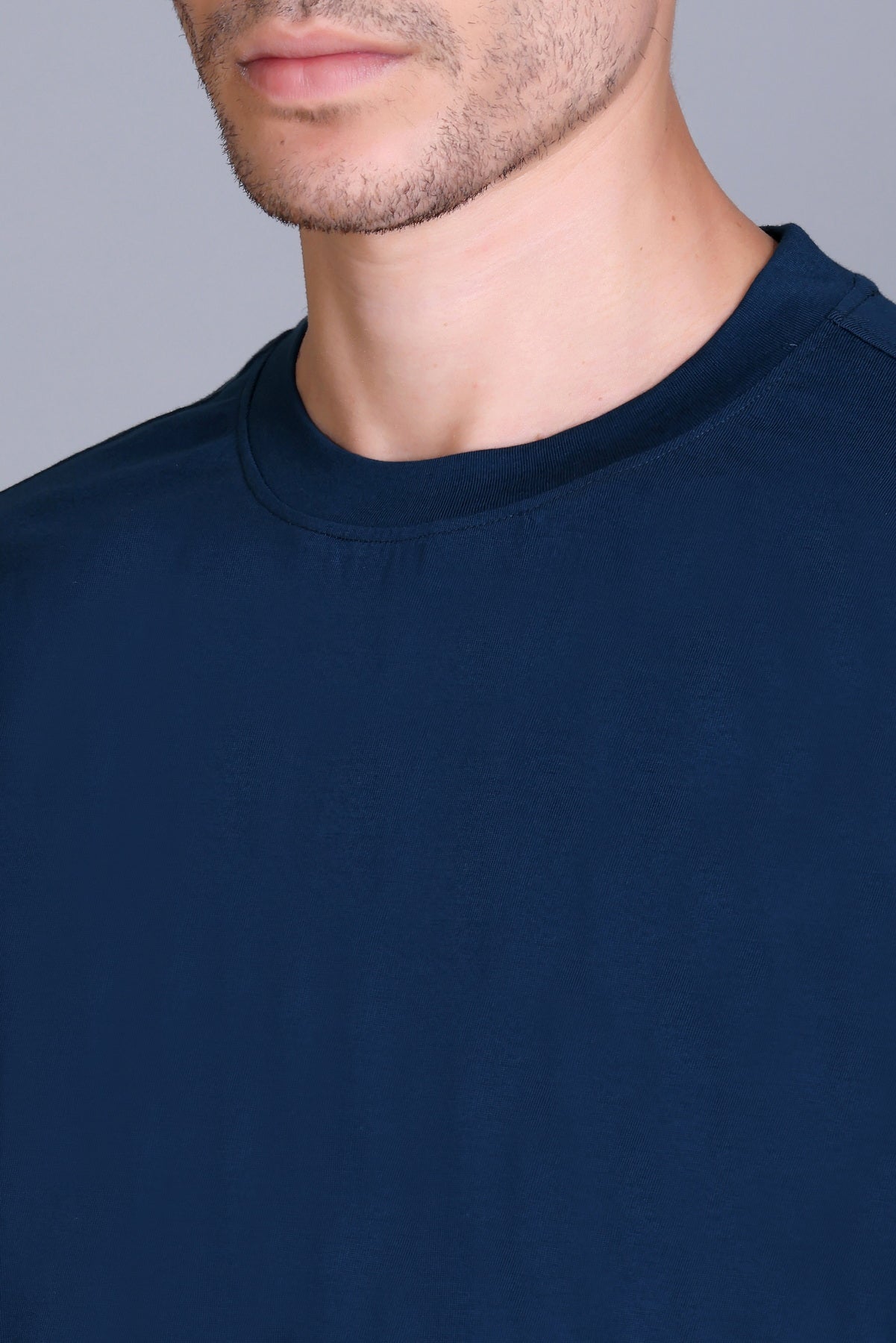 Men's Navy Oversize Round Neck T-Shirt