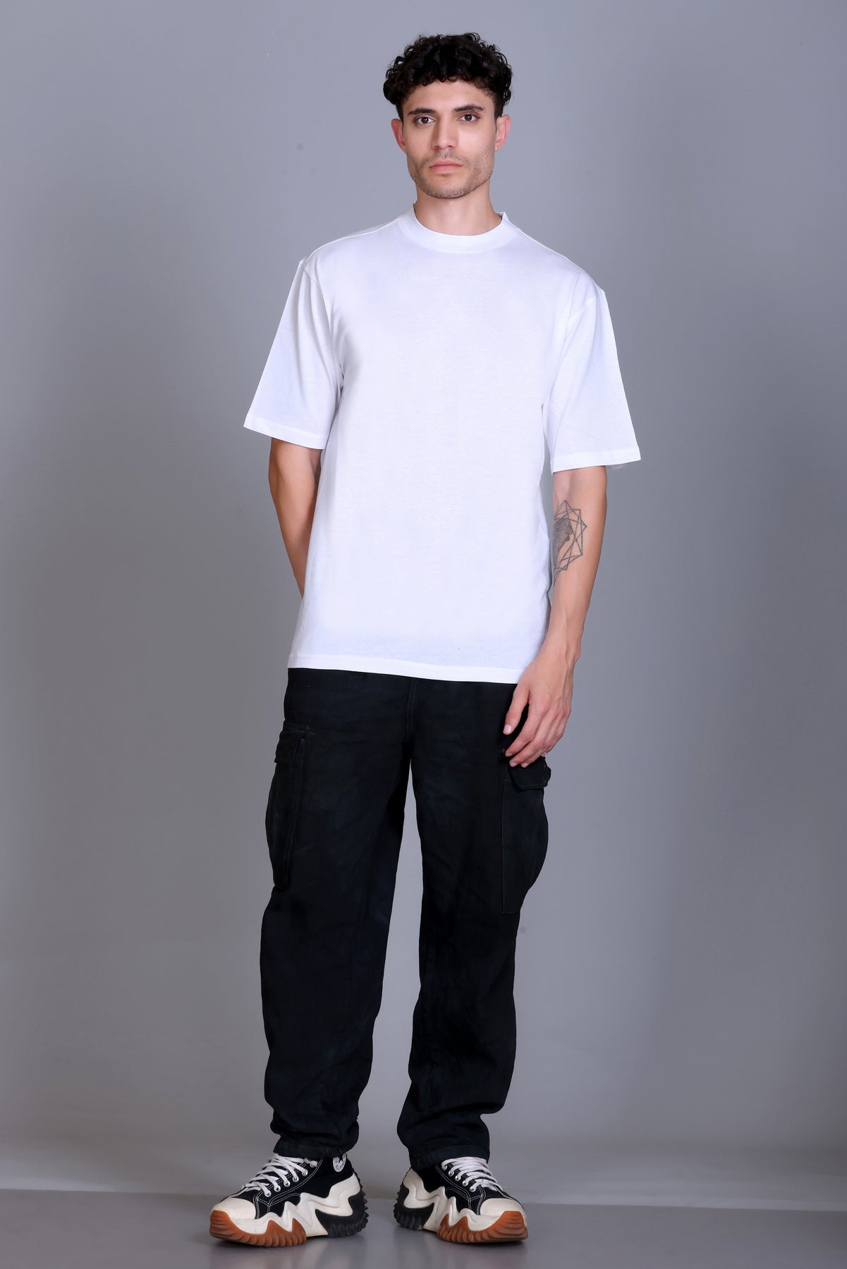 Men's White Oversize Round Neck T-Shirt