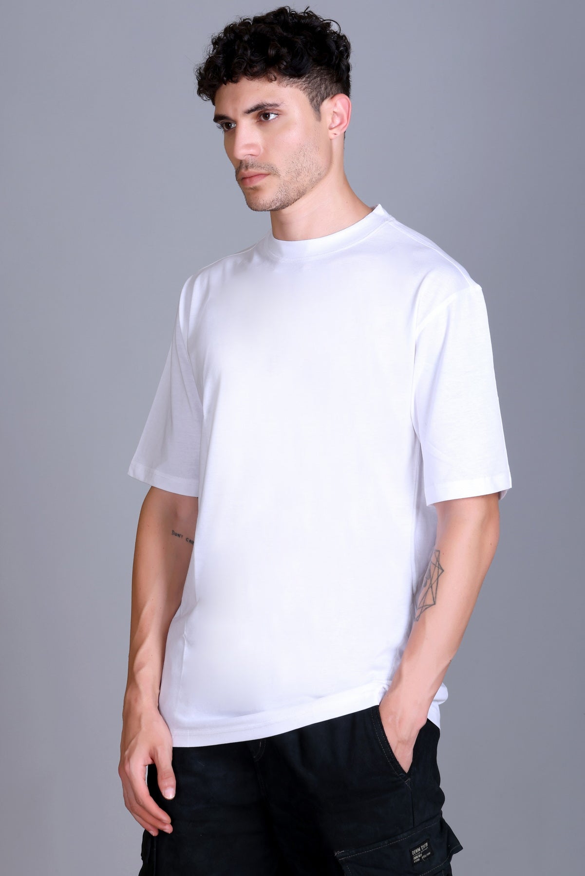 Men's White Oversize Round Neck T-Shirt