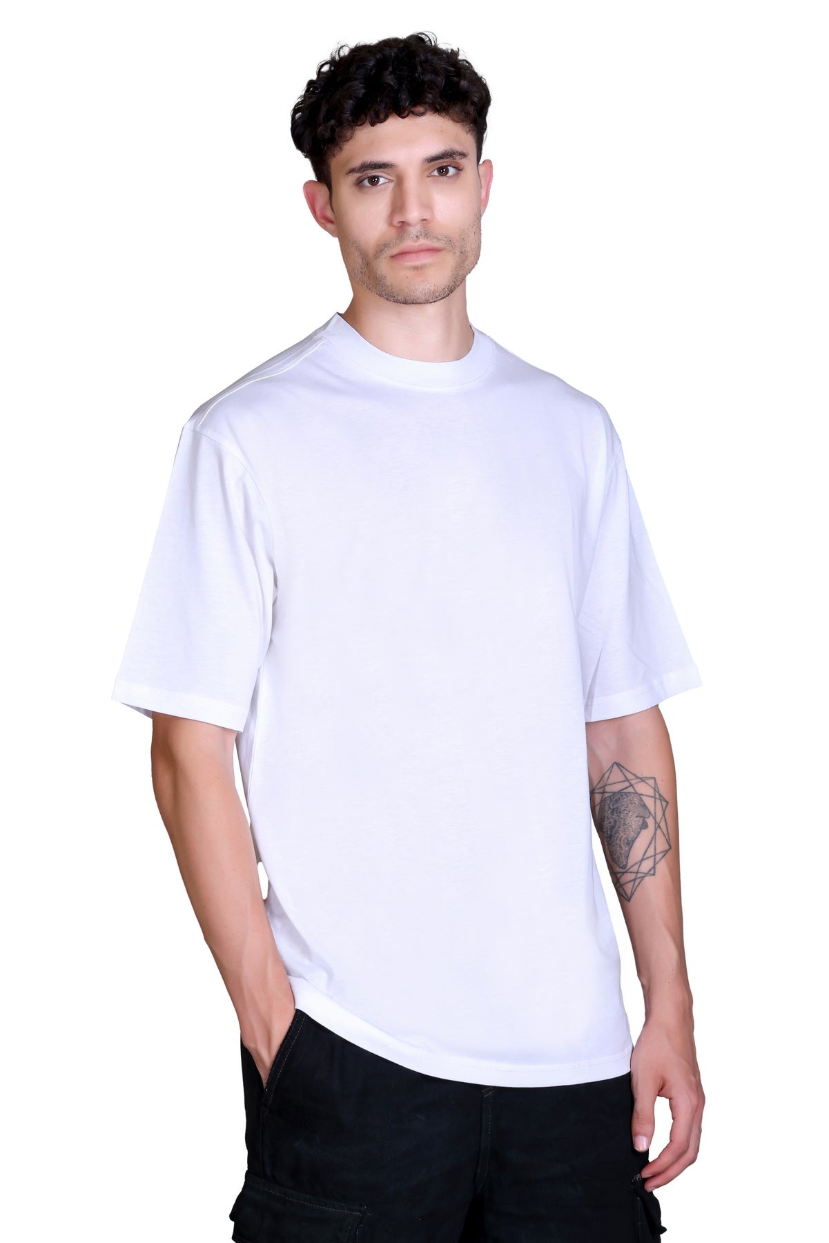 Men's White Oversize Round Neck T-Shirt