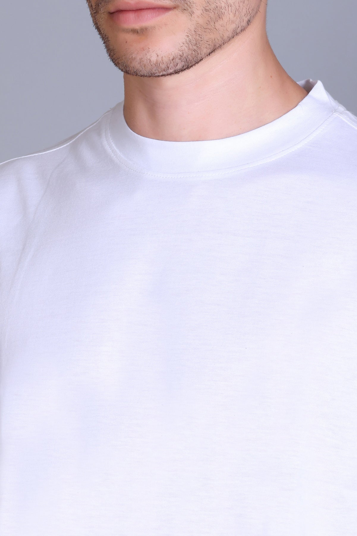 Men's White Oversize Round Neck T-Shirt
