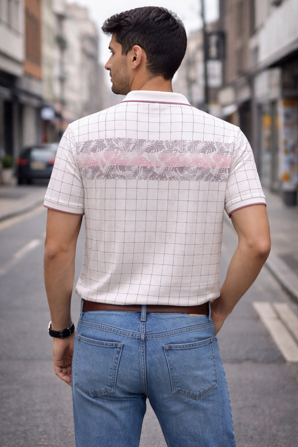 Men's Cotton Rich Striped Polo Tshirt | Button Down Collar Tshirts | Half Sleeves