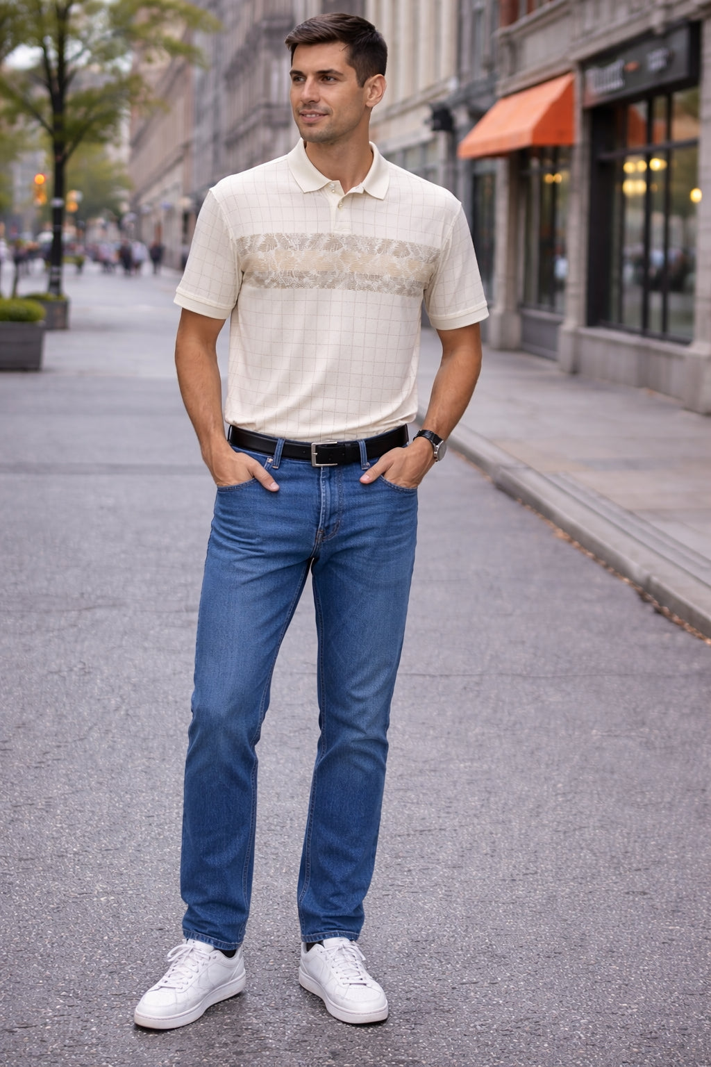 Men's Cotton Rich Striped Polo Tshirt | Button Down Collar Tshirts | Half Sleeves