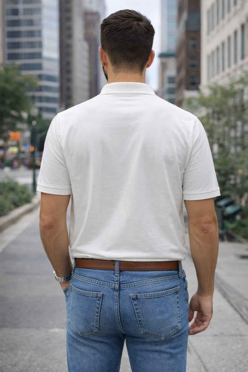 Men's Cotton Rich Striped Polo Tshirt | Button Down Collar Tshirts | Half Sleeves