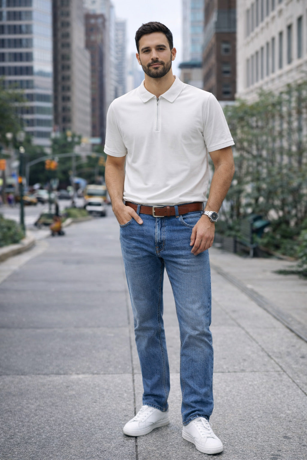Men's Cotton Rich Striped Polo Tshirt | Button Down Collar Tshirts | Half Sleeves