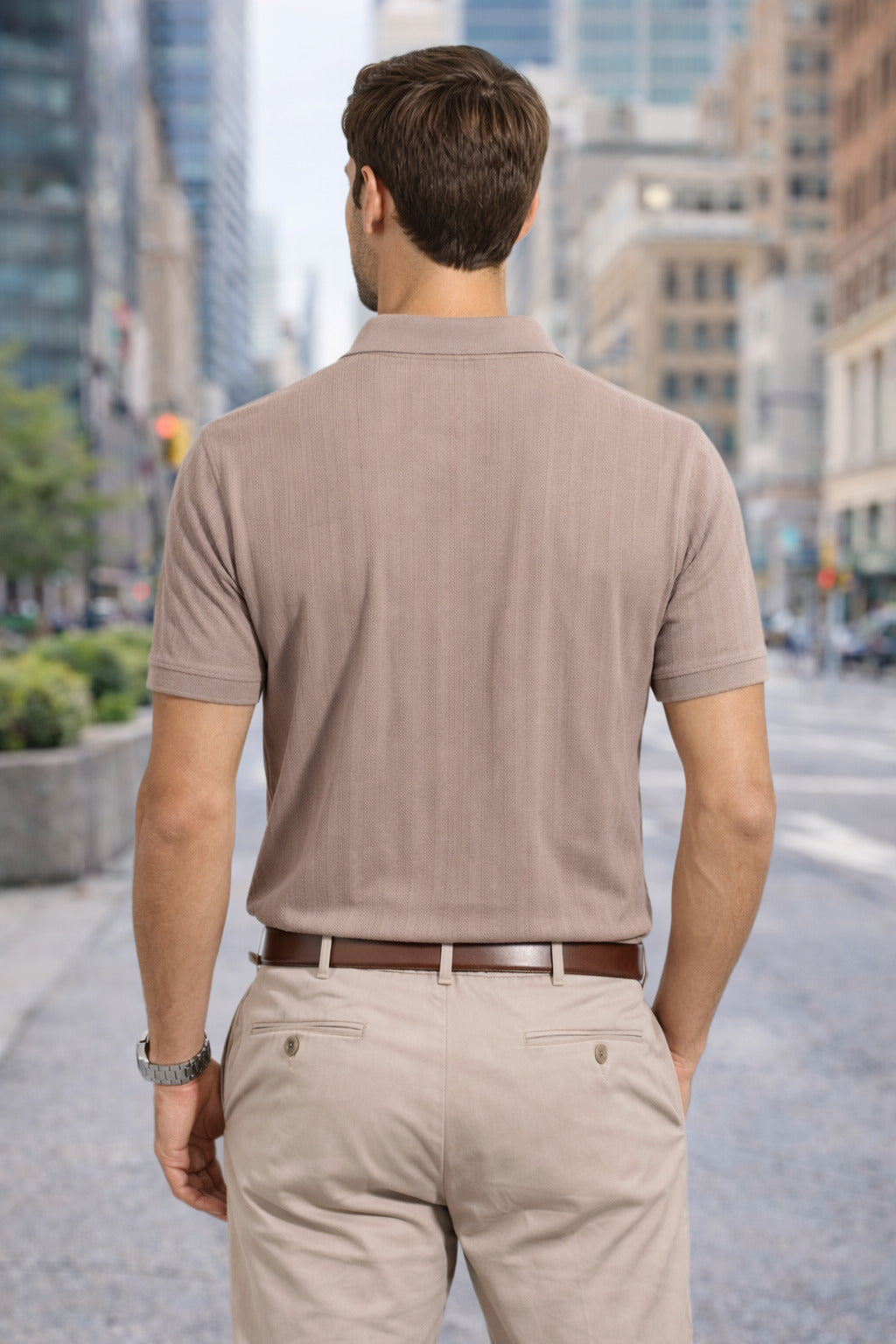 Men's Cotton Rich Striped Polo Tshirt | Button Down Collar Tshirts | Half Sleeves