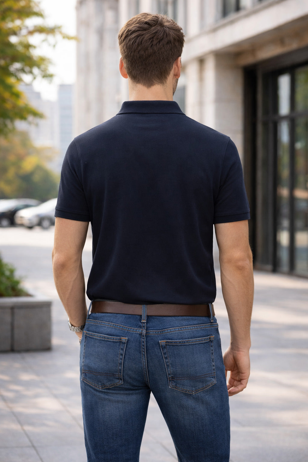 Men's Cotton Rich Striped Polo Tshirt | Button Down Collar Tshirts | Half Sleeves