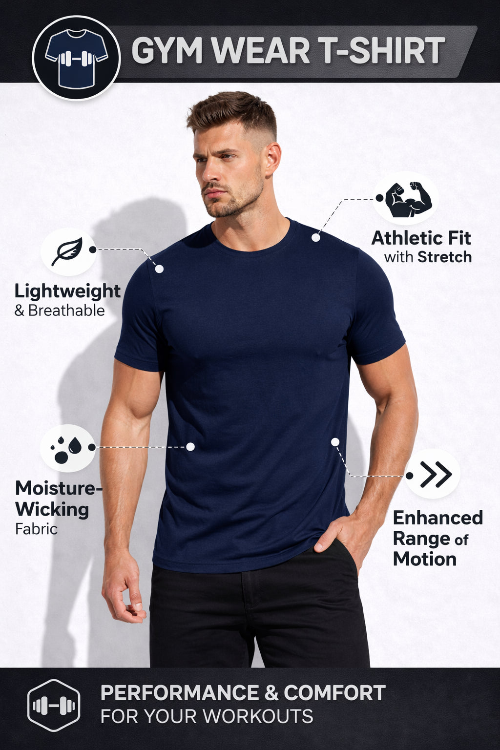 Parcel Yard Men's Cotton Rich Solid Round Neck Regular Fit Half Sleeve T-Shirt