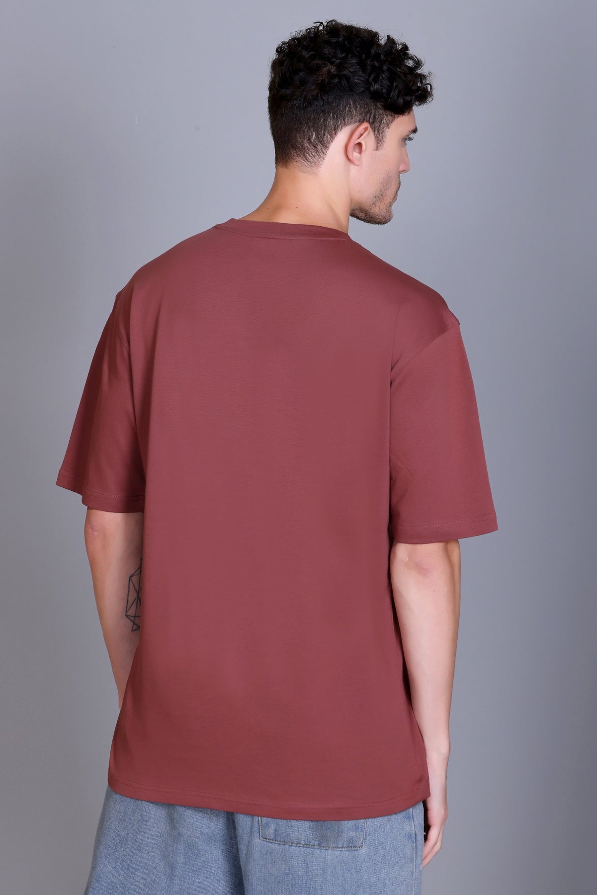 Men's Cottonblend Oversized Half Sleeve Round Neck Regular Fit T-Shirt Half Sleeve Drop Shoulder Printed Tshirt