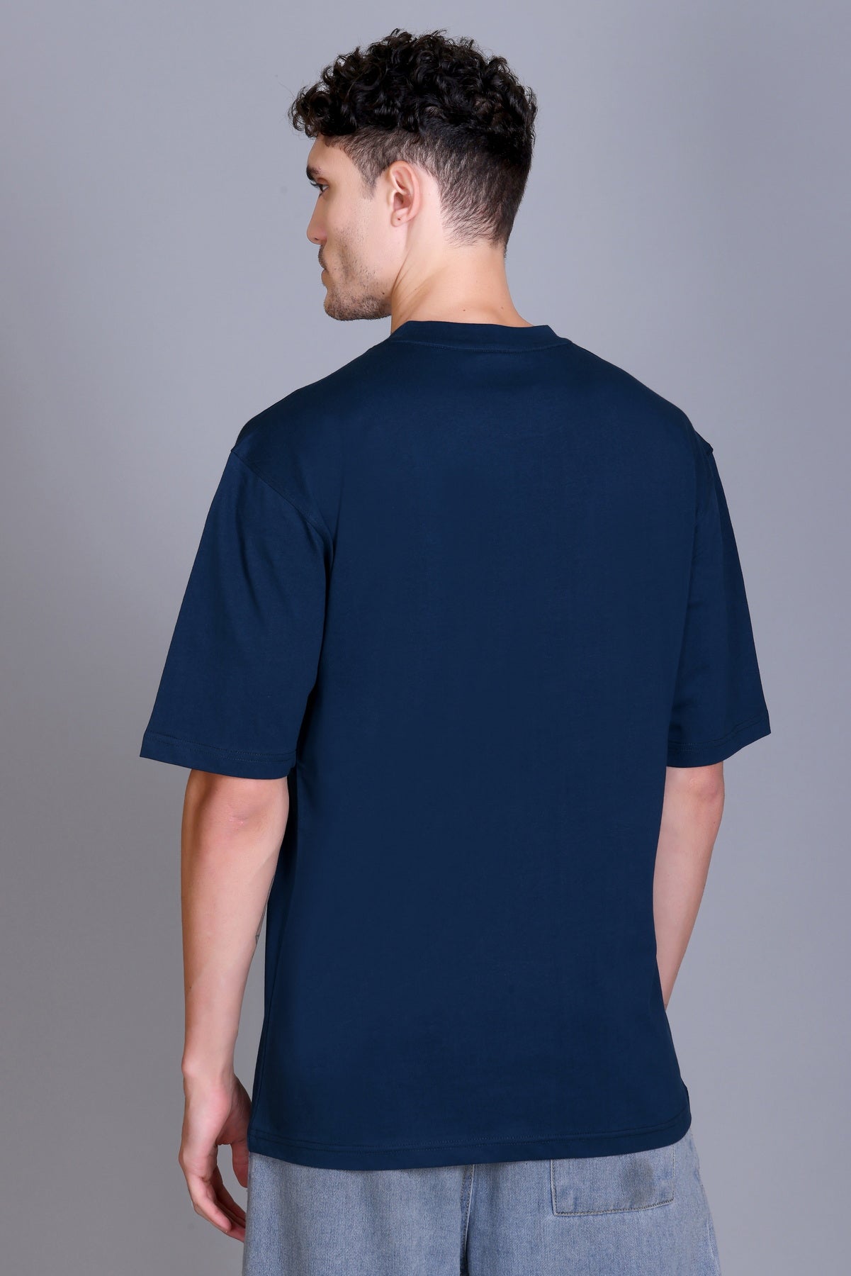 Men's Cottonblend Oversized Half Sleeve Round Neck Regular Fit T-Shirt Half Sleeve Drop Shoulder Printed Tshirt