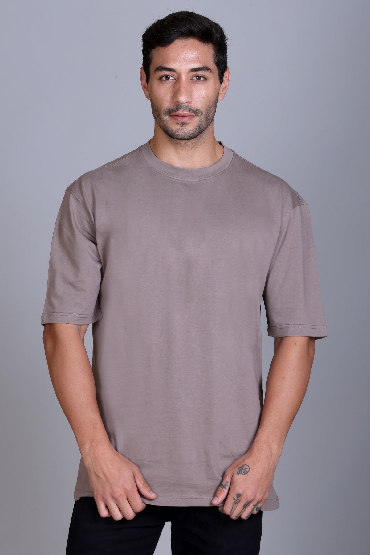 Men's Cottonblend Oversized Half Sleeve Round Neck Regular Fit T-Shirt Half Sleeve Drop Shoulder Printed Tshirt