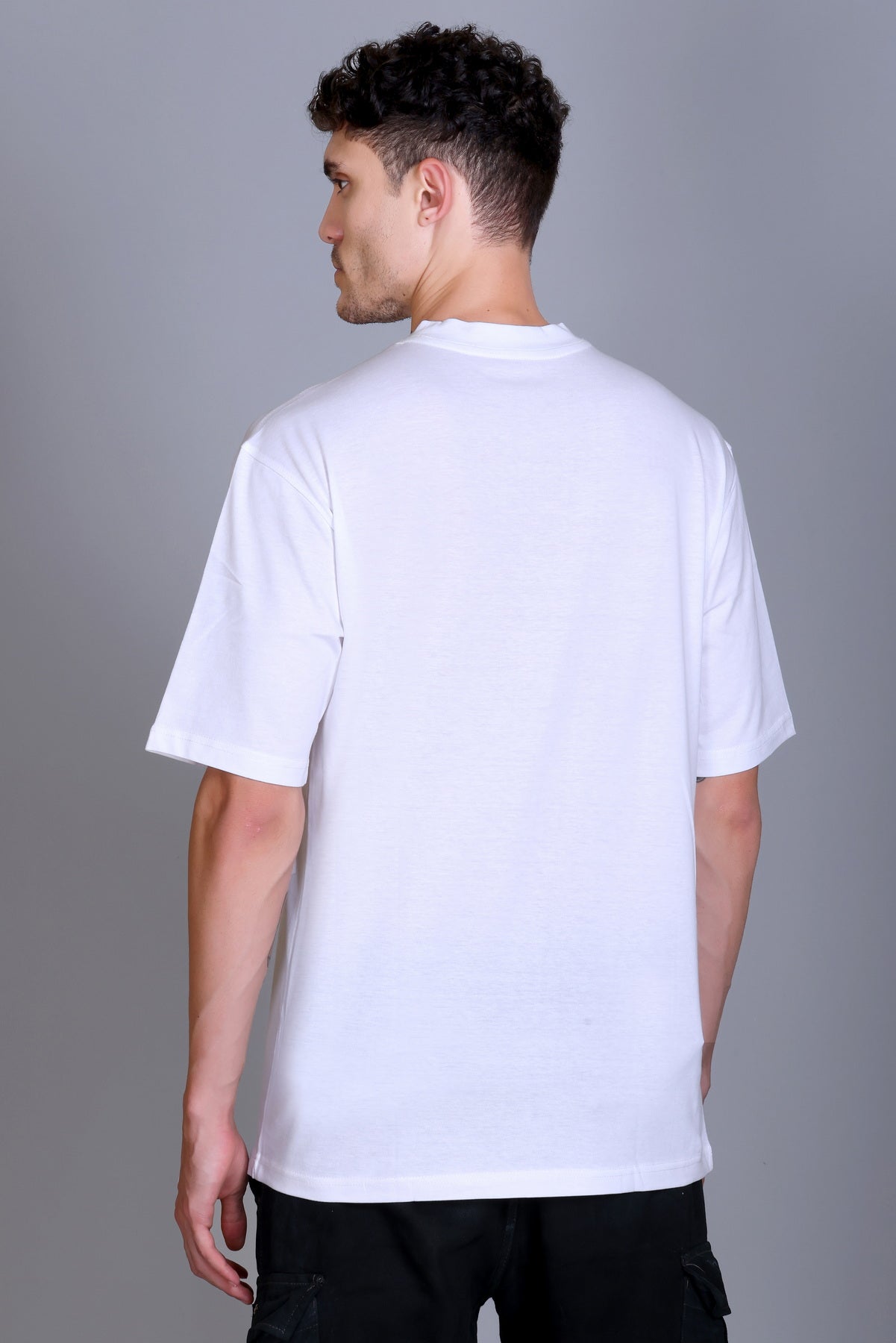 Men's Cottonblend Oversized Half Sleeve Round Neck Regular Fit T-Shirt Half Sleeve Drop Shoulder Printed Tshirt