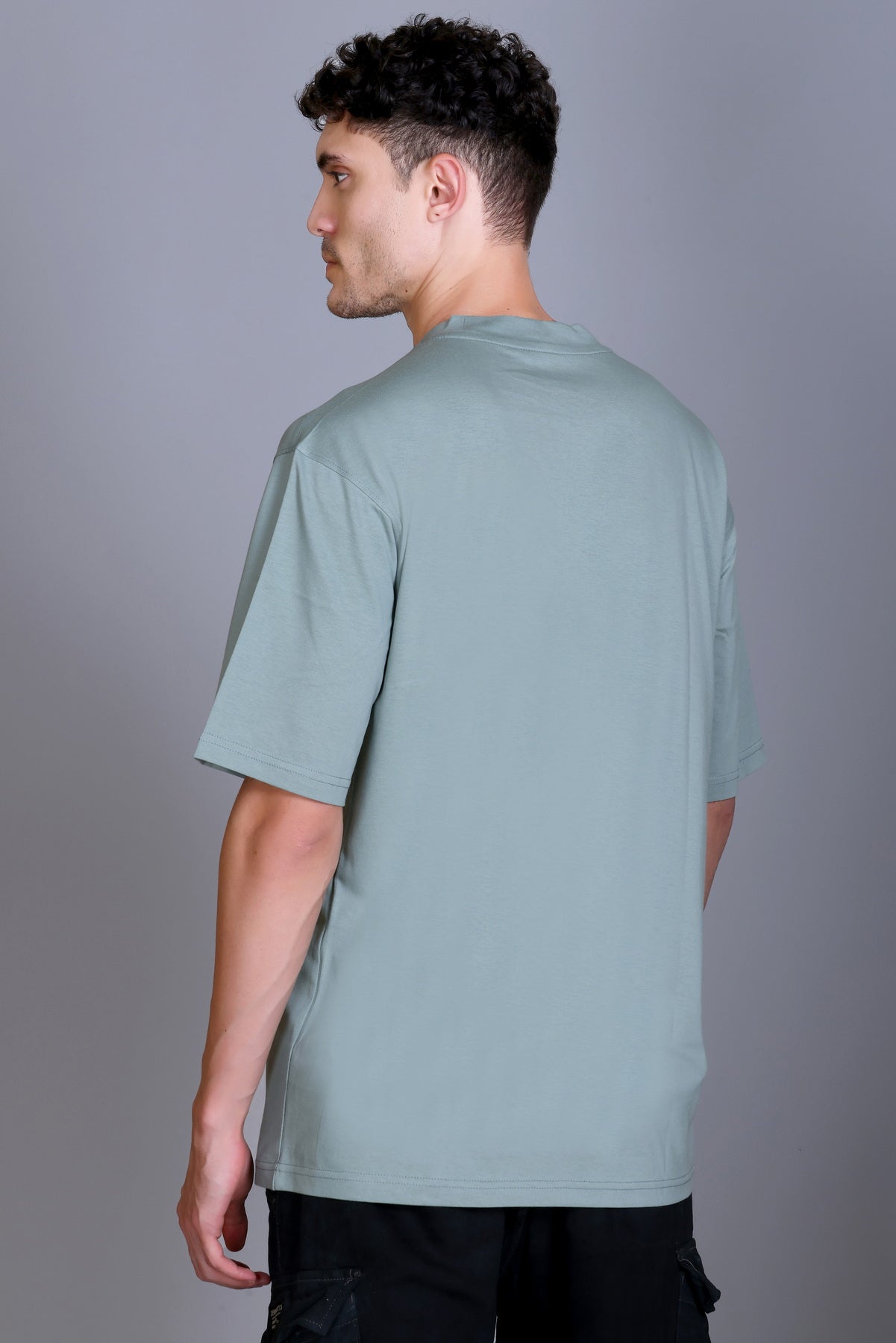 Men's Cottonblend Oversized Half Sleeve Round Neck Regular Fit T-Shirt Half Sleeve Drop Shoulder Printed Tshirt