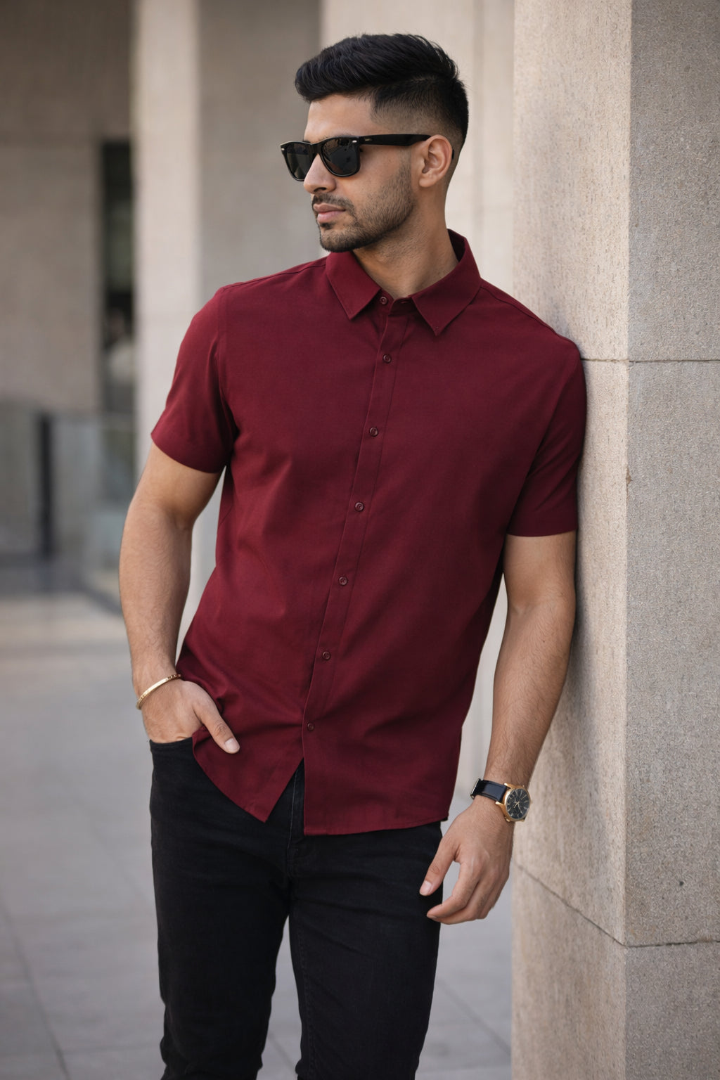 Mens Button-Down Collar Regular Wear Shirt