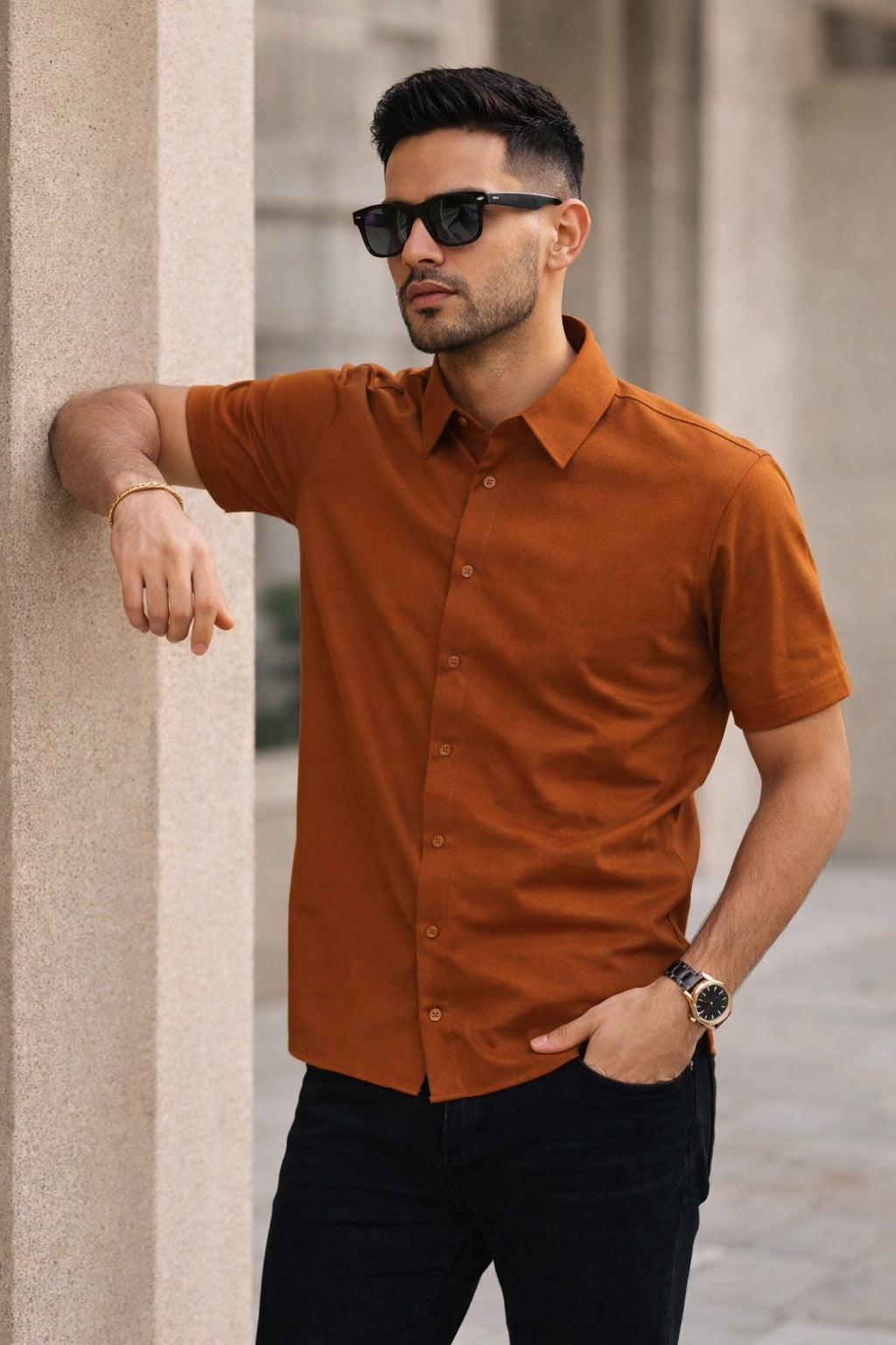 Mens Button-Down Collar Regular Wear Shirt