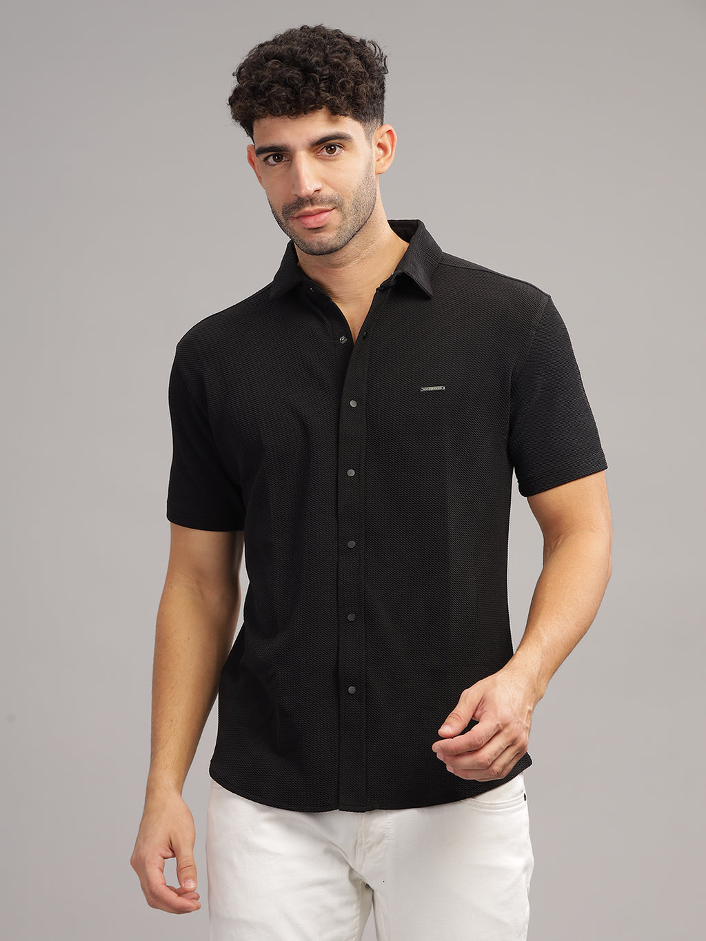 Men Cotton Shirt Black