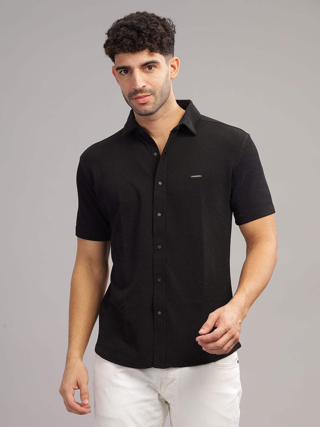 Men Cotton Shirt Black