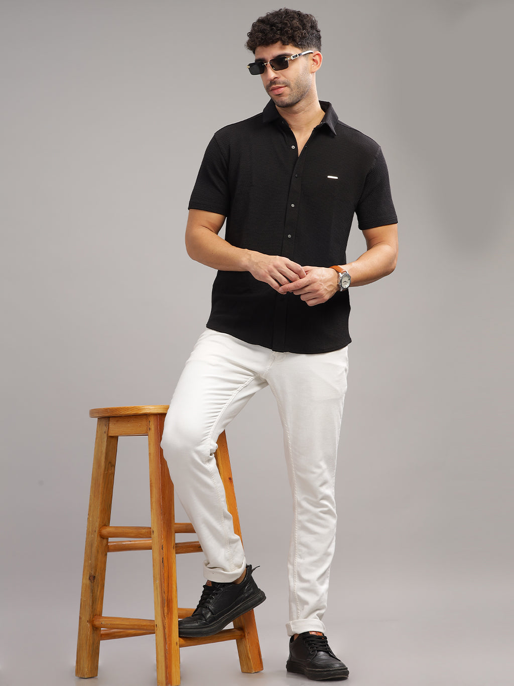 Men Cotton Shirt Black