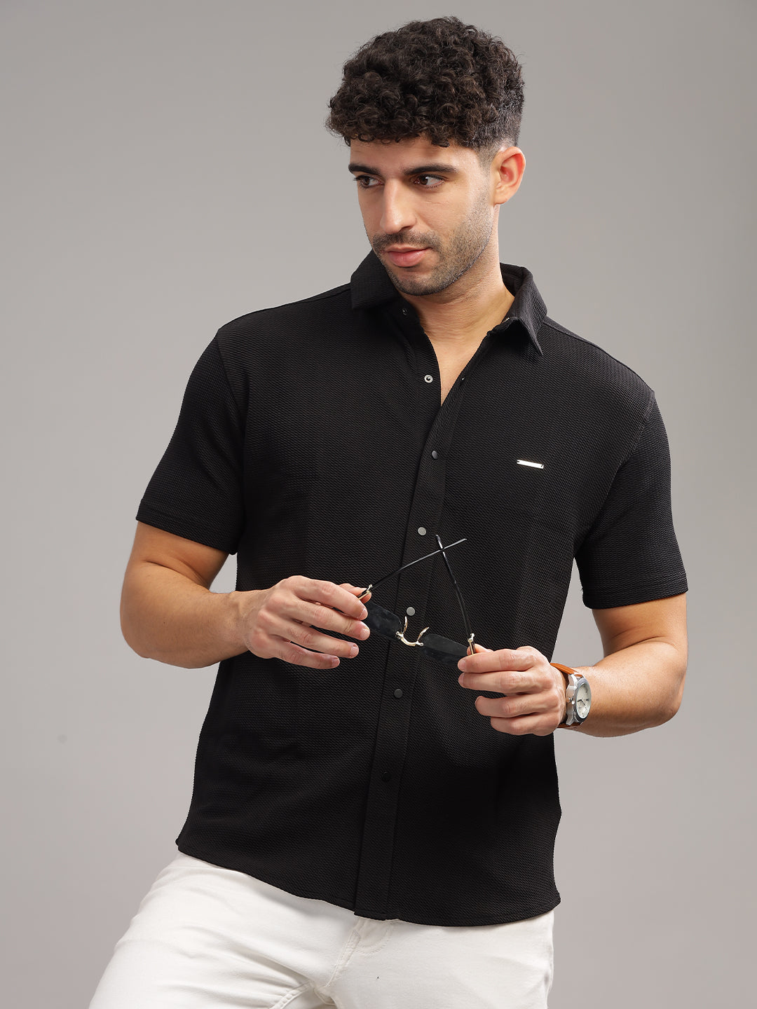 Men Cotton Shirt Black