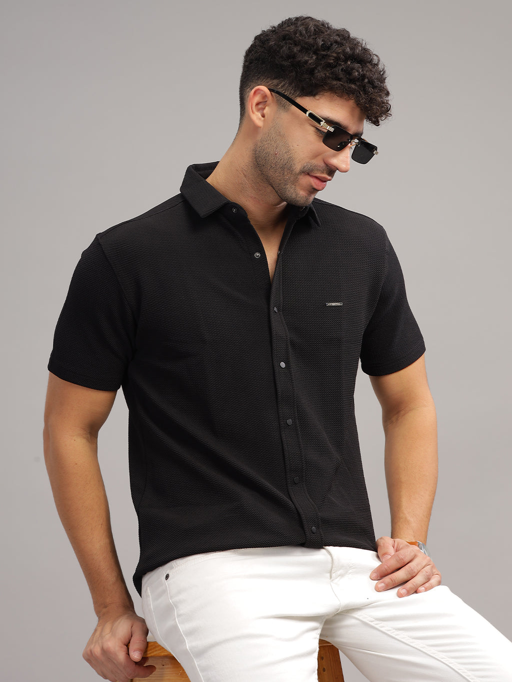 Men Cotton Shirt Black