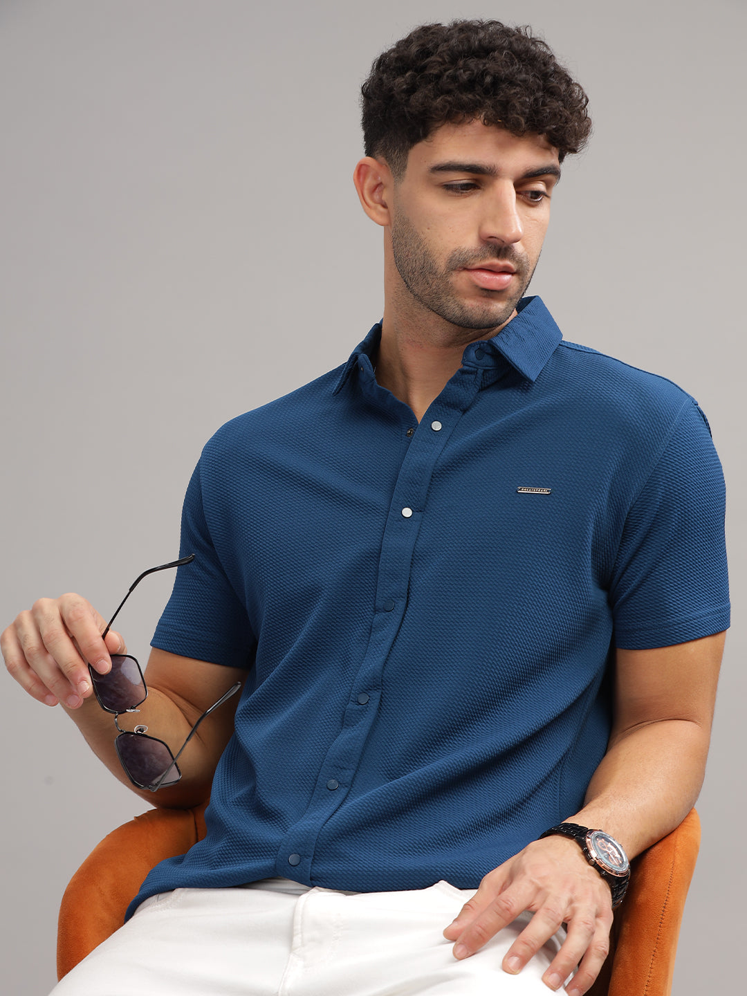 Men's Airforce Self Design Shirt With Collar