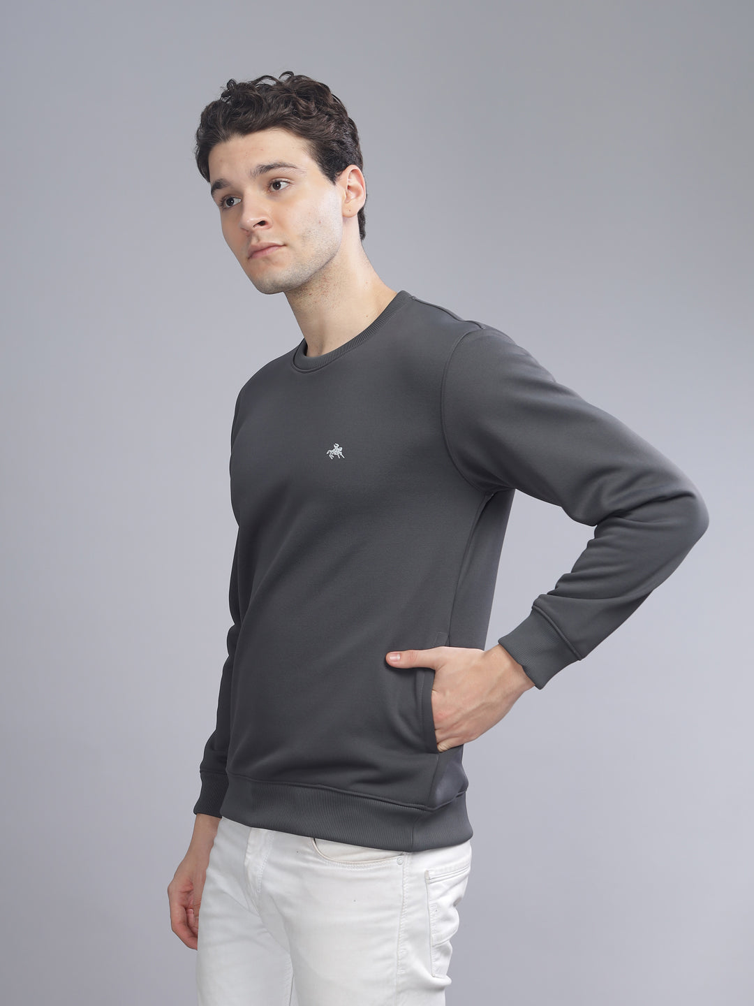 Men's Basic Round Neck Fleece Sweatshirt