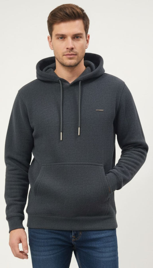 Parcel Yard Men Solid Regular Fit Hoodie