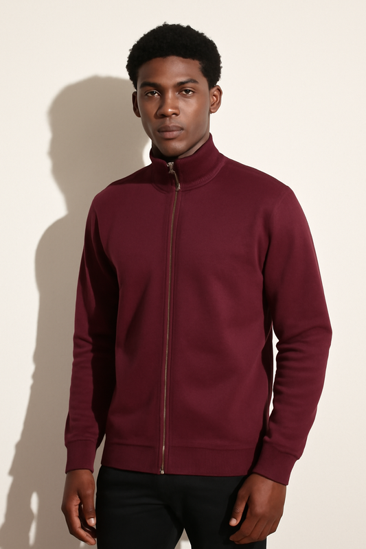 Parcel Yard Men's Full Zip Sweatshirt No Hood Hoodies Casual Cardigan Lightweight Cotton Hoody Fashion Stylish Jacket for Men