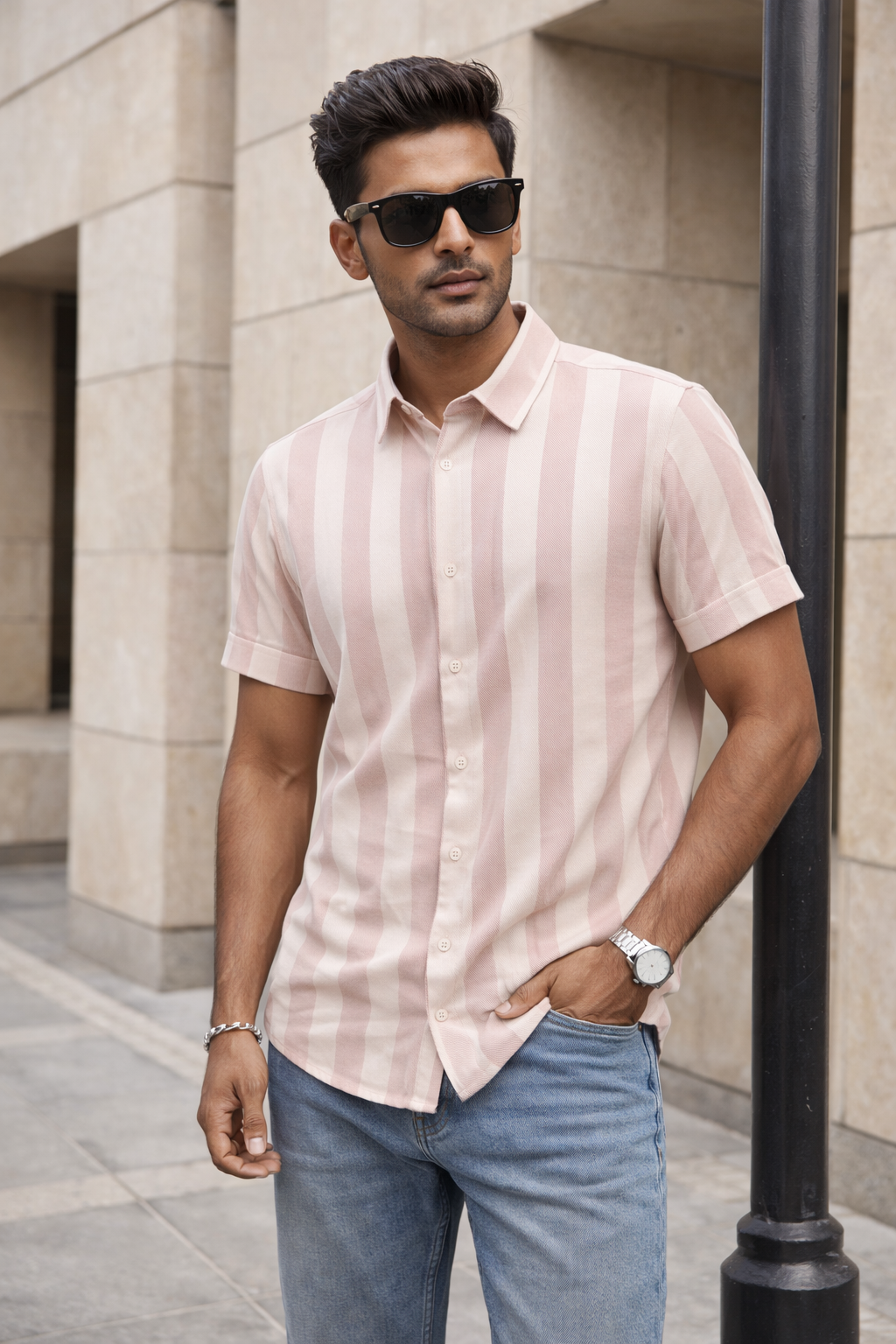 Men's Onion Self Design Shirt With Collar