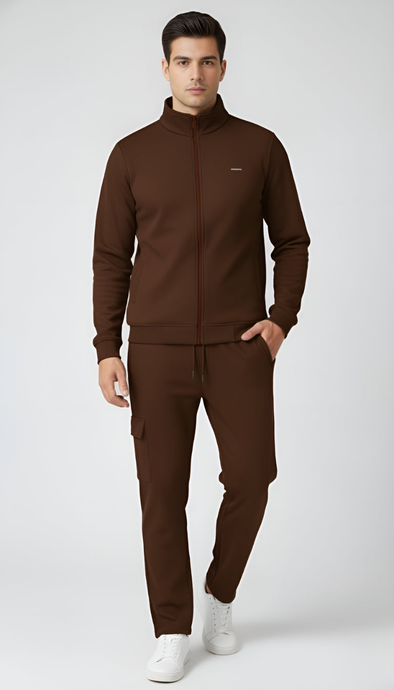 ✨ PARCEL YARD Tracksuit – Full Sleeve Mock Collar Set Cotton Blend TrackSuit For Men