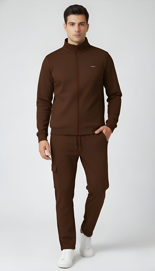 ✨ PARCEL YARD Tracksuit – Full Sleeve Mock Collar Set Cotton Blend TrackSuit For Men