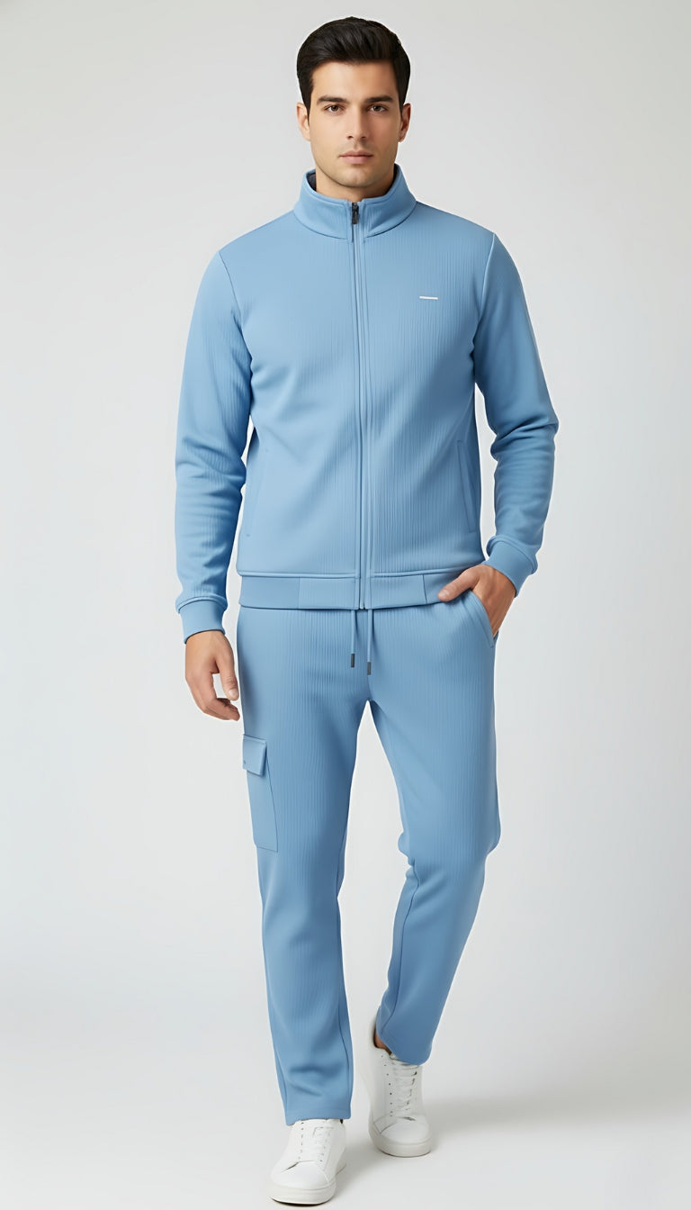 ✨ PARCEL YARD Tracksuit – Full Sleeve Mock Collar Set Cotton Blend TrackSuit For Men