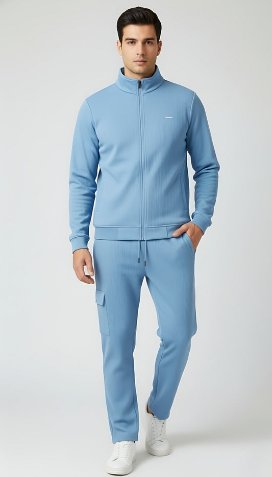 ✨ PARCEL YARD Tracksuit – Full Sleeve Mock Collar Set Cotton Blend TrackSuit For Men