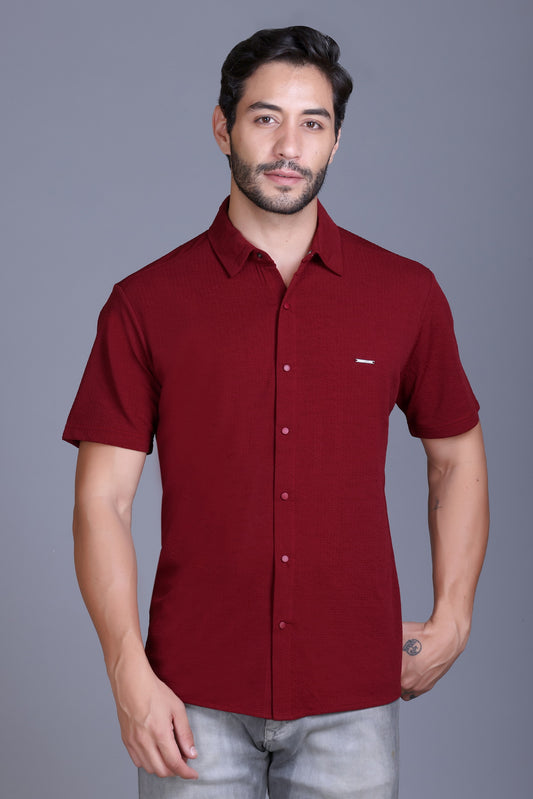Men's Wine Solid  Shirt