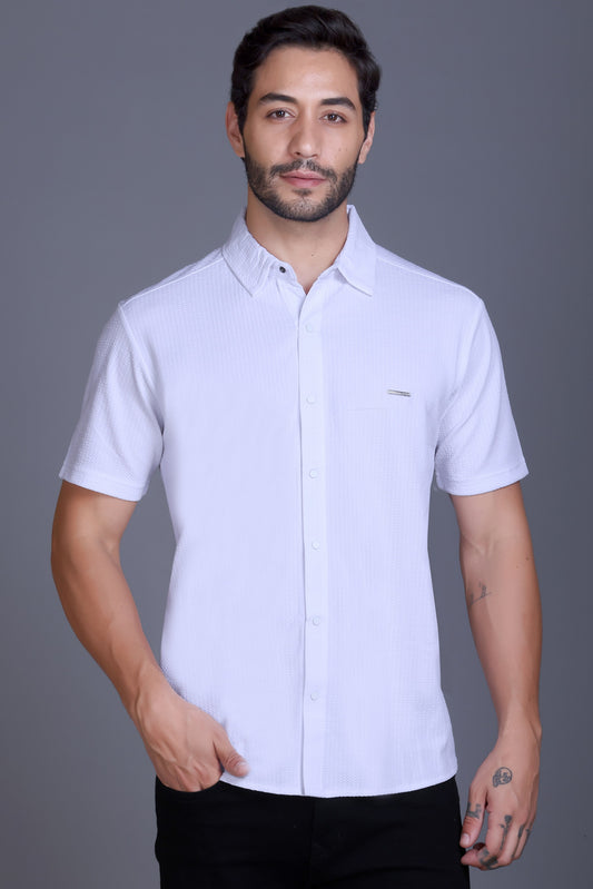 Men's White Solid Shirt