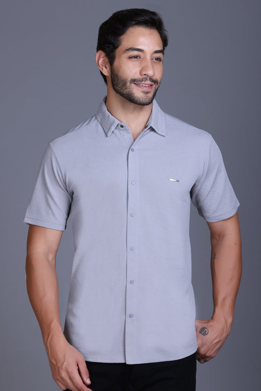 Men's Light Grey Solid Shirt