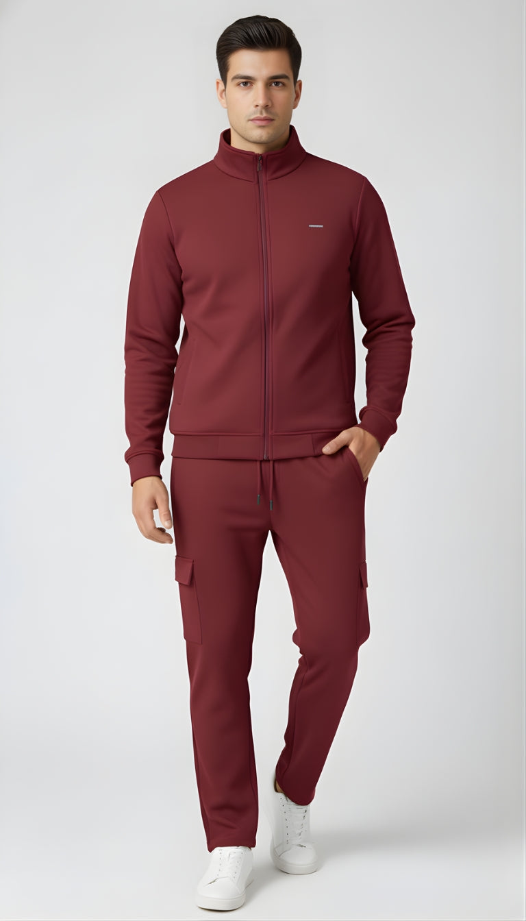 ✨ PARCEL YARD Tracksuit – Full Sleeve Mock Collar Set Cotton Blend TrackSuit For Men