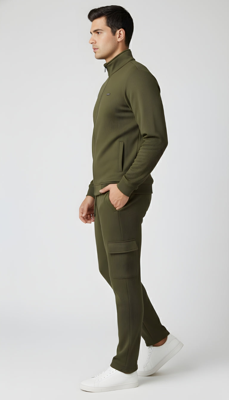 ✨ PARCEL YARD Tracksuit – Full Sleeve Mock Collar Set Cotton Blend TrackSuit For Men