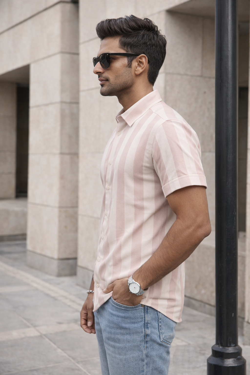 Men's Onion Self Design Shirt With Collar