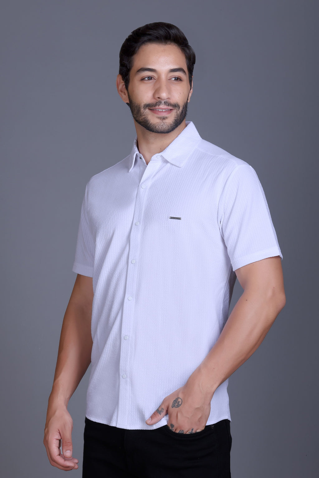 Men Cotton Shirt White