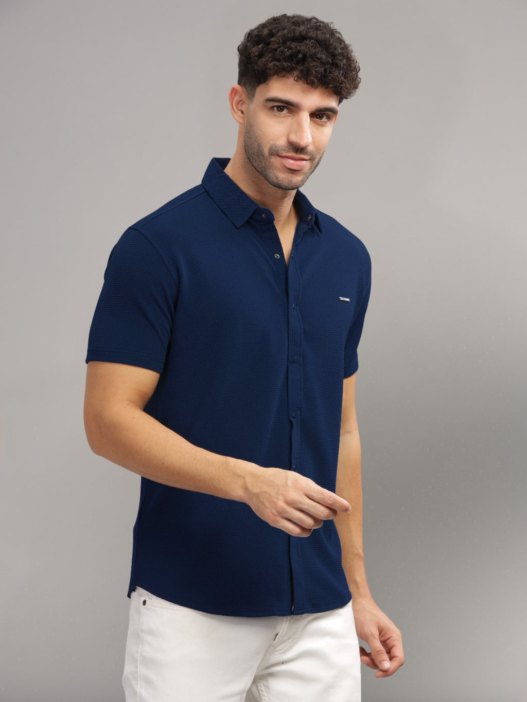 Men Cotton Shirt Navy