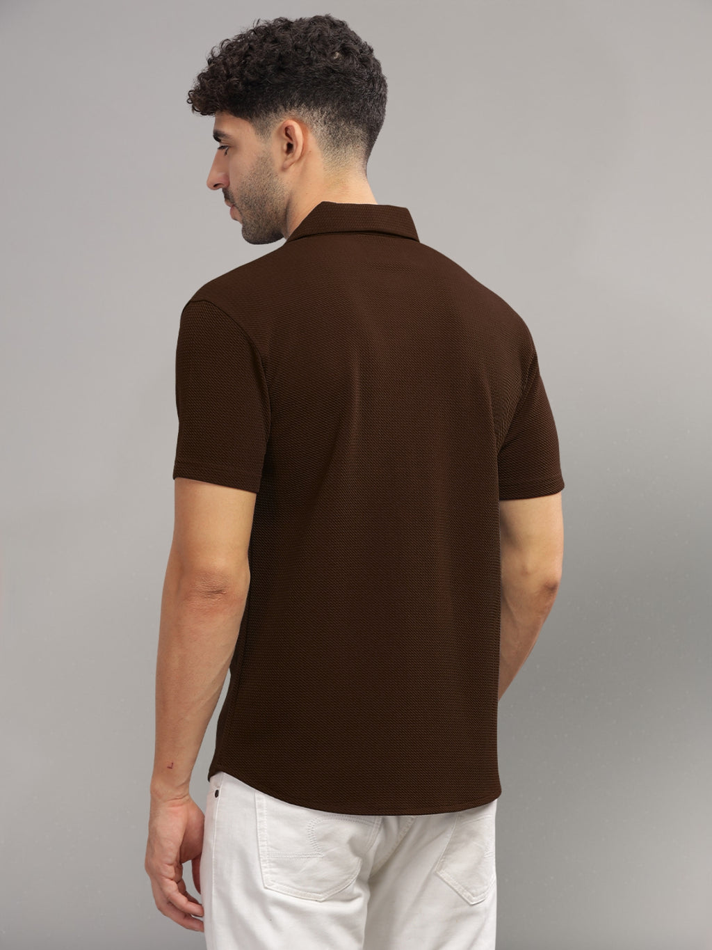 Men Cotton Shirt Coffee