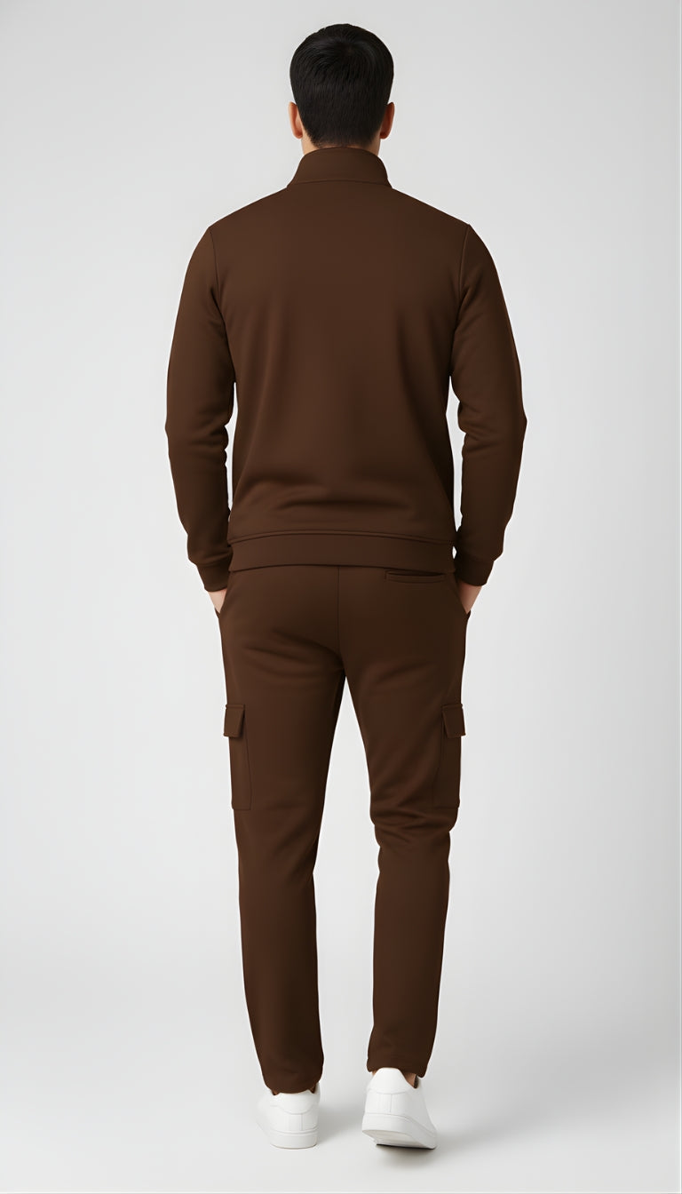 ✨ PARCEL YARD Tracksuit – Full Sleeve Mock Collar Set Cotton Blend TrackSuit For Men