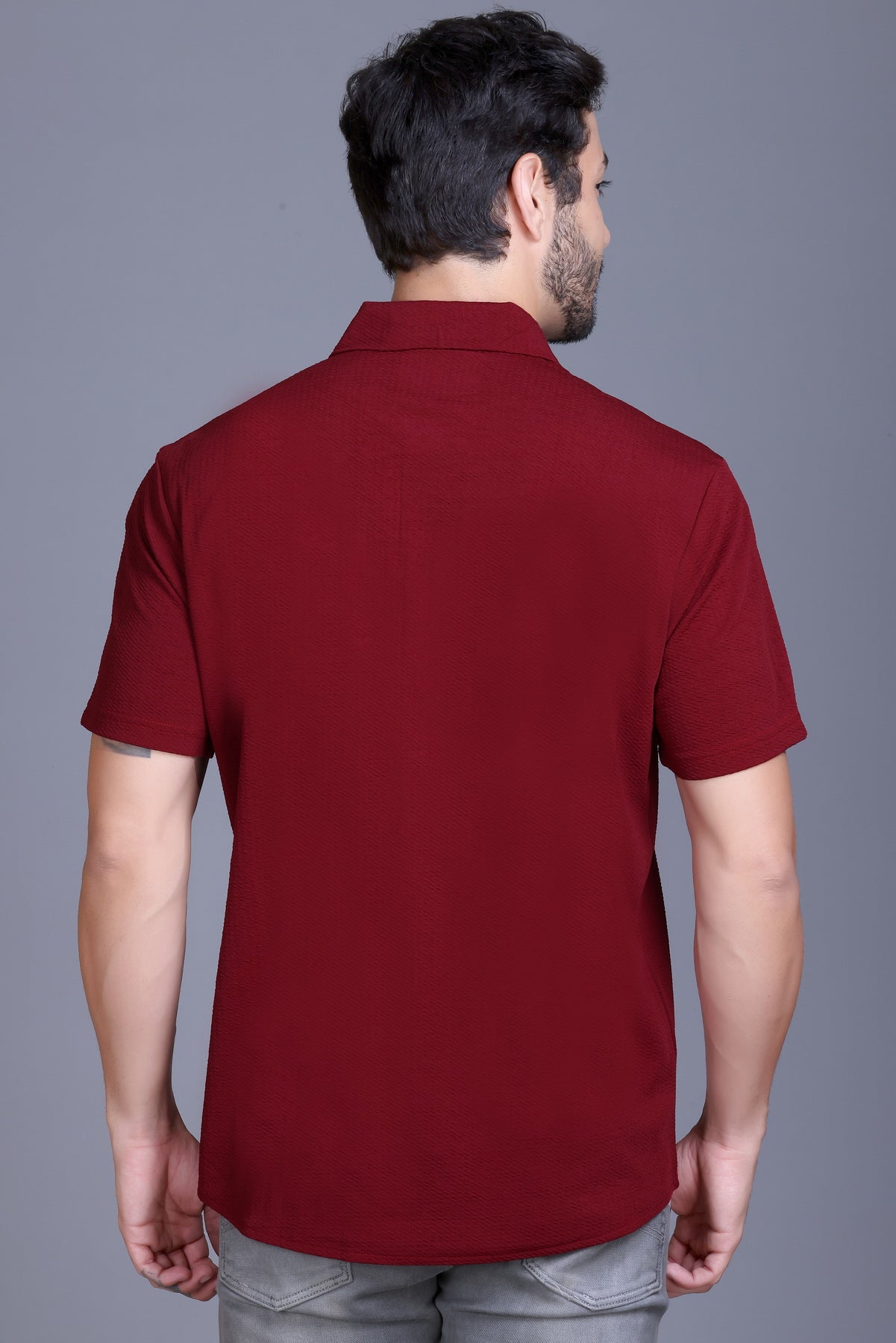 Men Cotton Shirt Wine