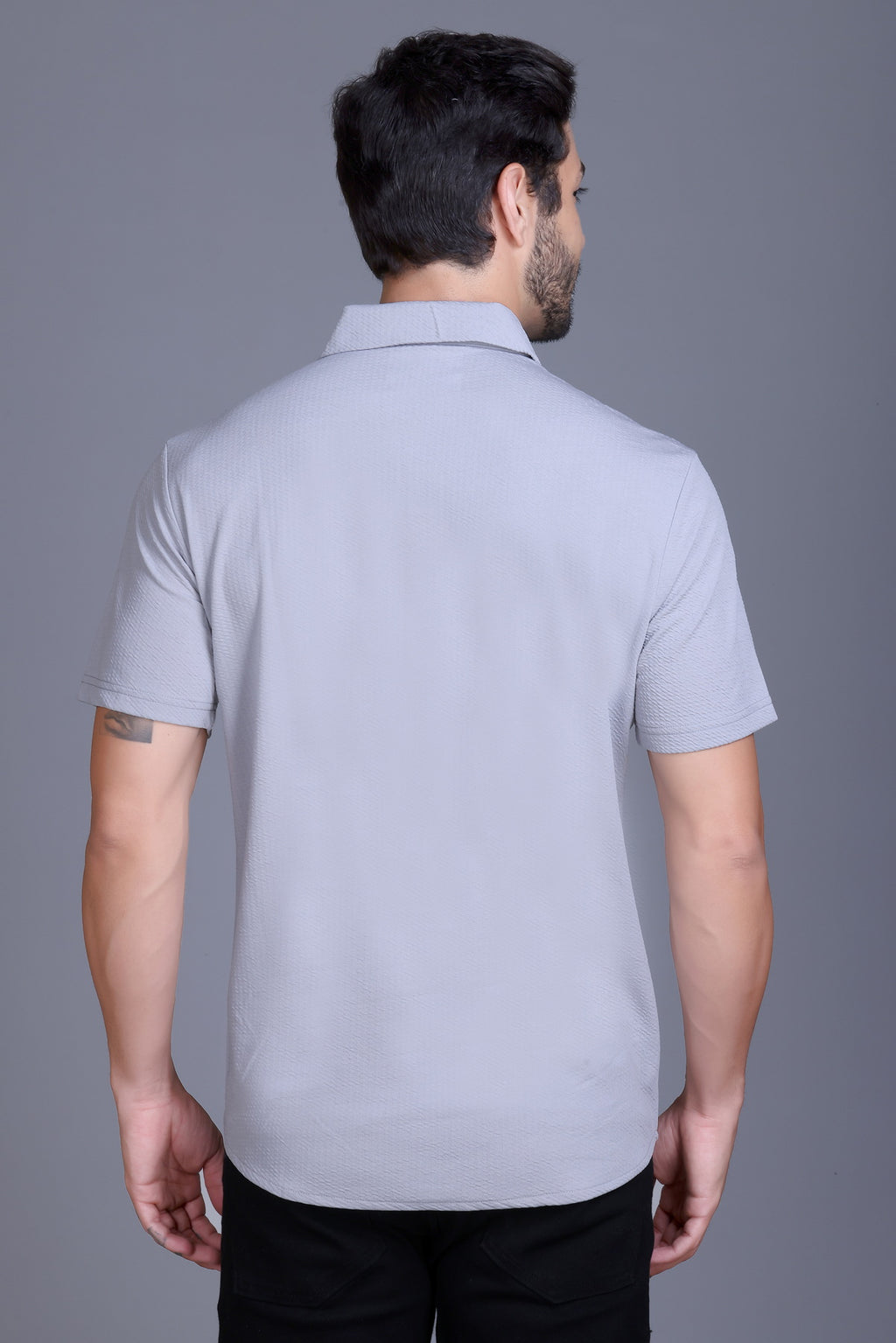 Men Cotton Shirt Light Grey
