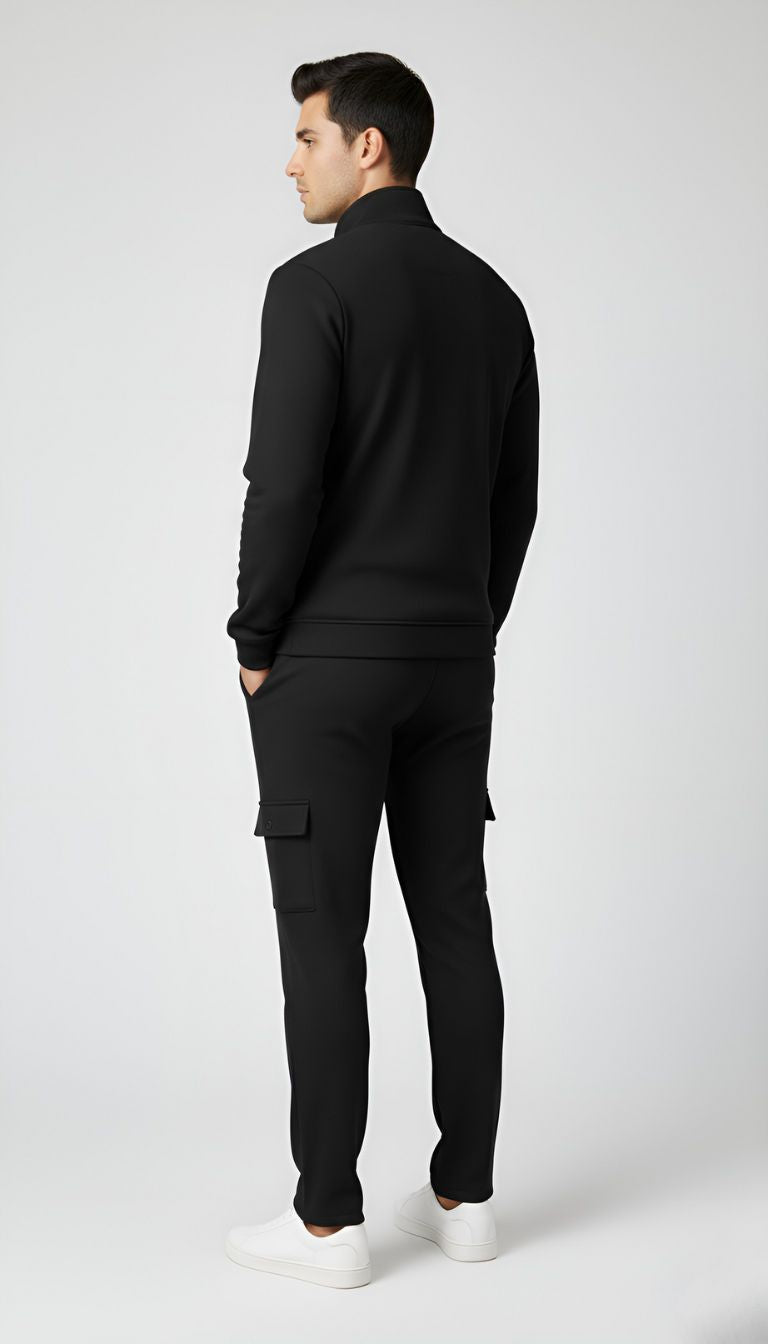 ✨ PARCEL YARD Tracksuit – Full Sleeve Mock Collar Set Cotton Blend TrackSuit For Men