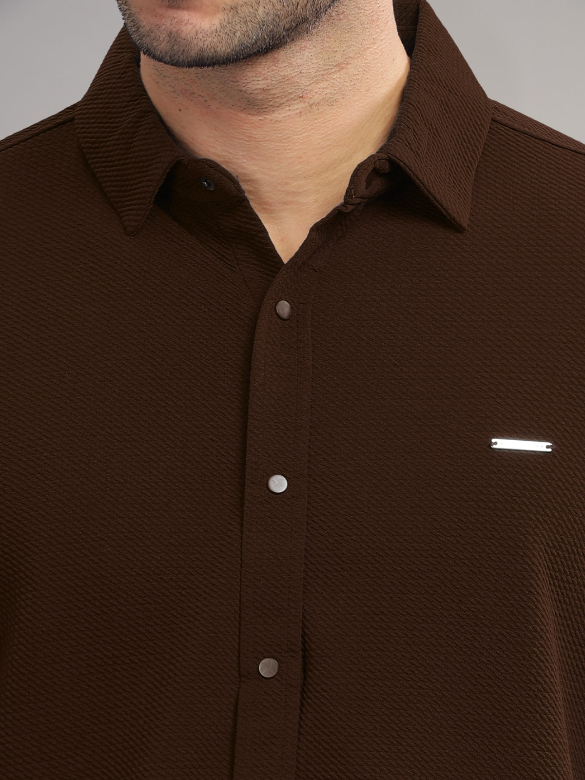 Men Cotton Shirt Coffee