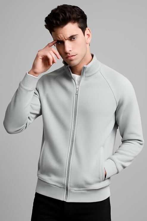 Parcel Yard Men's Regular Fit Jacket For Casual Wear | Low-Cut Standing Collar || Full Sleeve | Latest Stylish Jacket For Men ||Regular Fit Zip-Up Casual jacket|| Office Wear jacket for men
