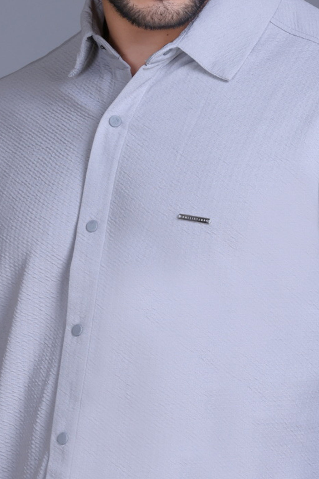 Men Cotton Shirt Light Grey